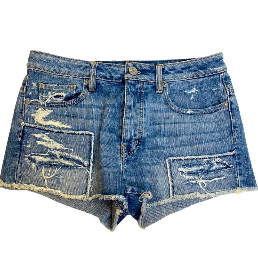 American Eagle Vintage Patchwork Shorts with Fray… - image 1
